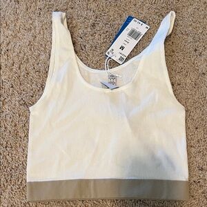 adidas White and Tan Crop Top